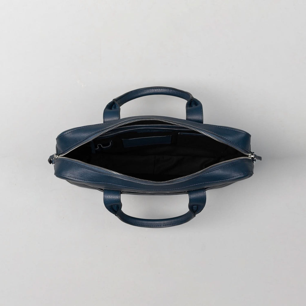 The Captain Midnight Blue Leather Briefcase