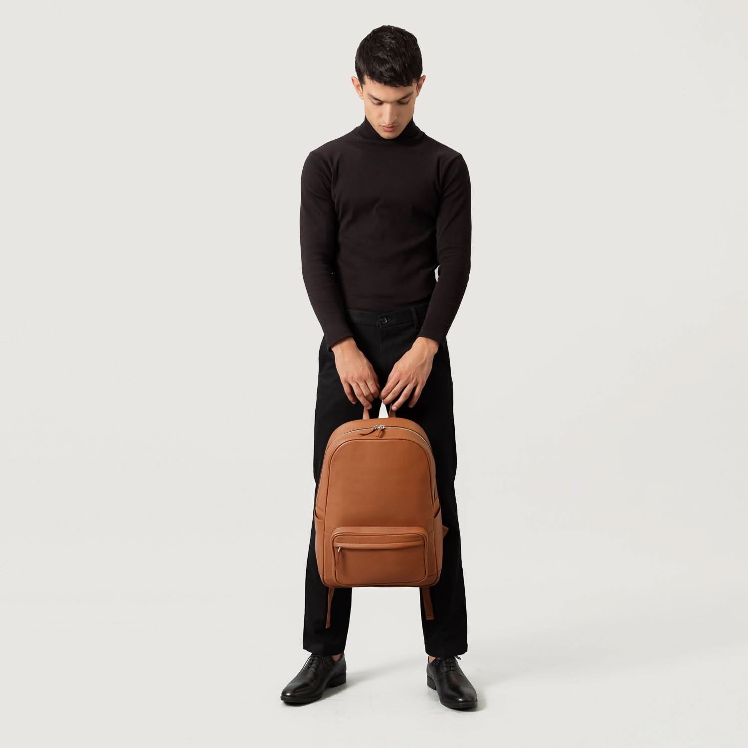 The Philos Brown Leather Backpack