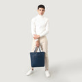 The Poet Midnight Blue Leather Tote Bag