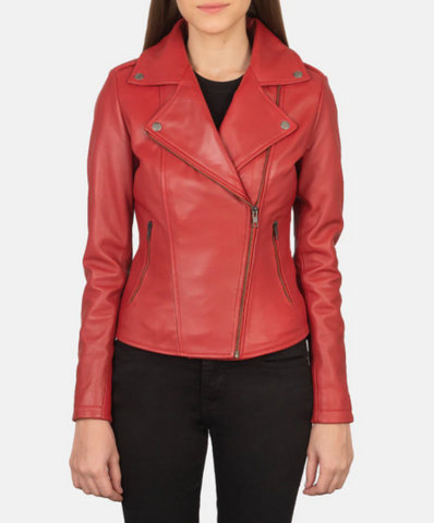 Flashback Red Leather Biker Jacket