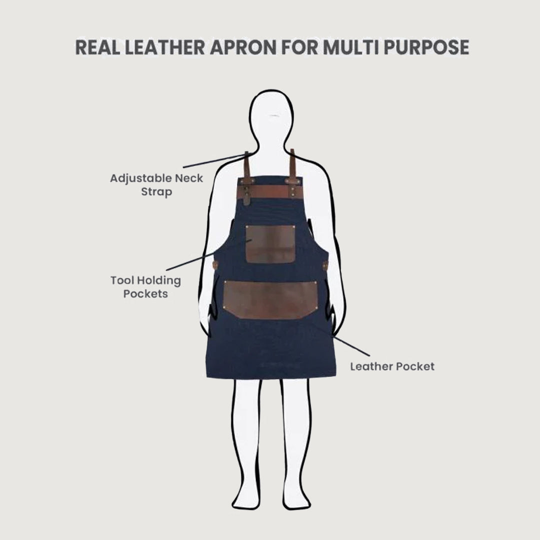 Leather Blue Canvas Apron
