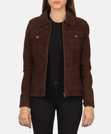Suzy Mocha Suede Trucker Jacket