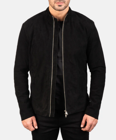 Charcoal Mocha Suede Biker Jacket
