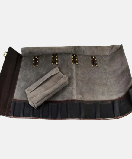 Leather Knife Roll Dark Brown