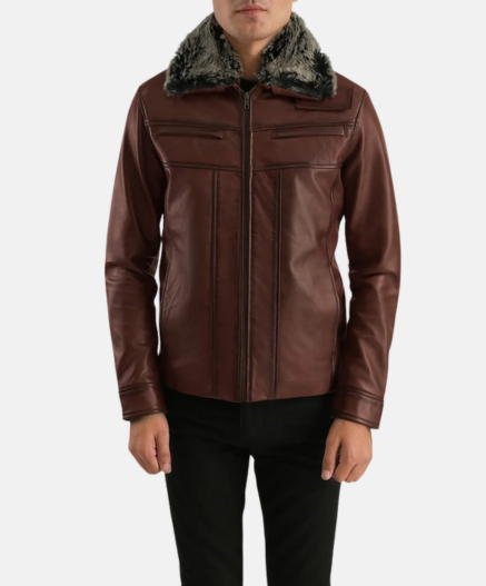 Evan Hart Fur Brown Leather Jacket