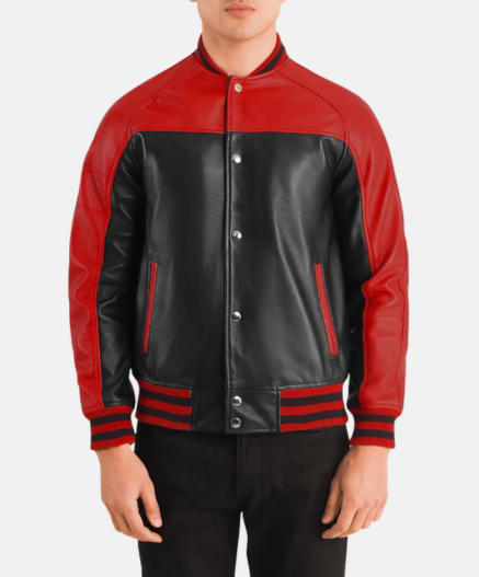 Terrance Black & Red Leather Varsity Jacket