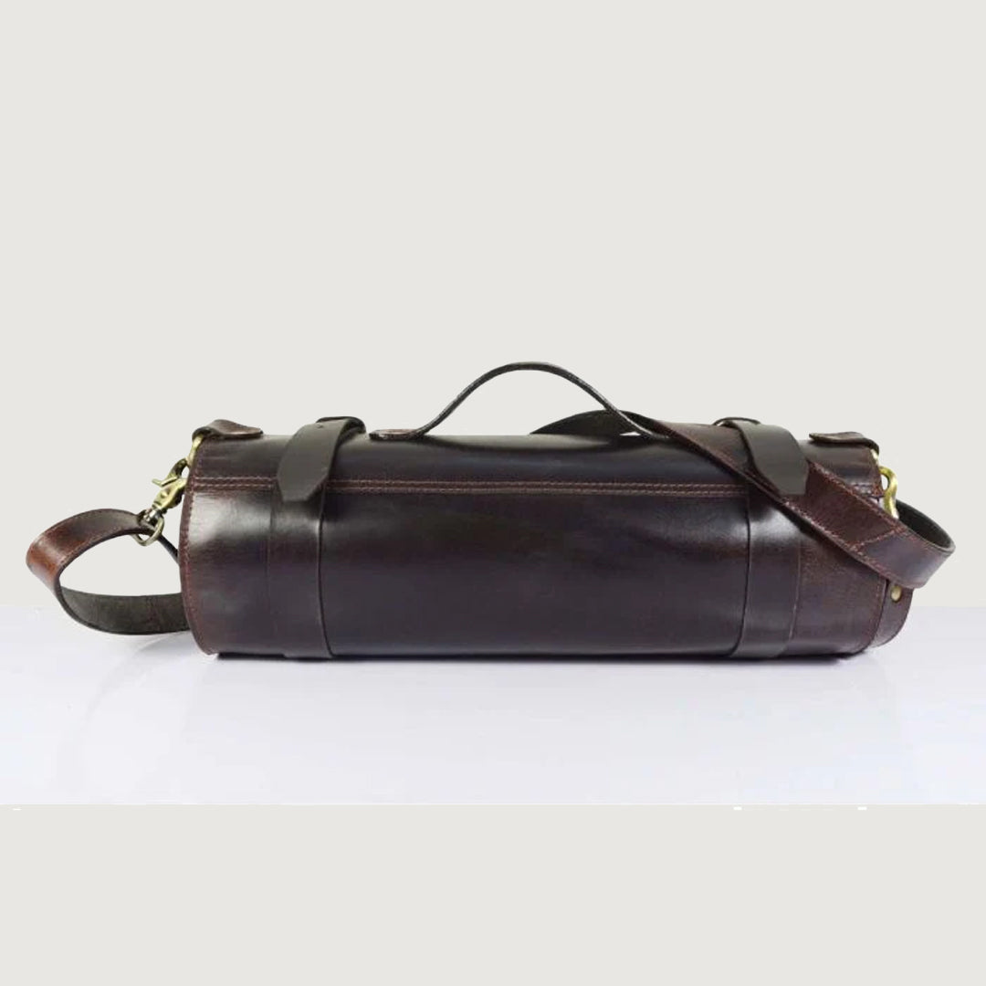 Leather Knife Roll Dark Brown