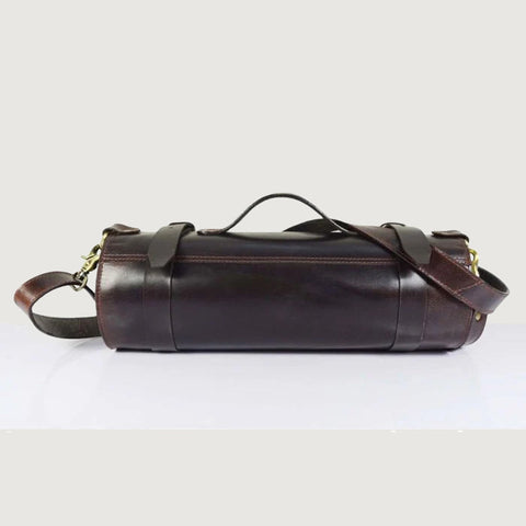 Leather Knife Roll Dark Brown