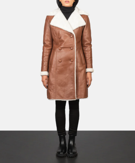 Amie Brown Double Breasted Shearling Coat
