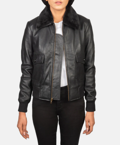 Stella G-1 Black Leather Bomber Jacket