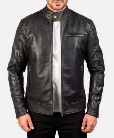 Dean Black Leather Biker Jacket