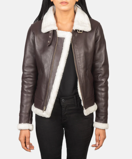 Sherilyn B-3 Maroon Leather Bomber Jacket