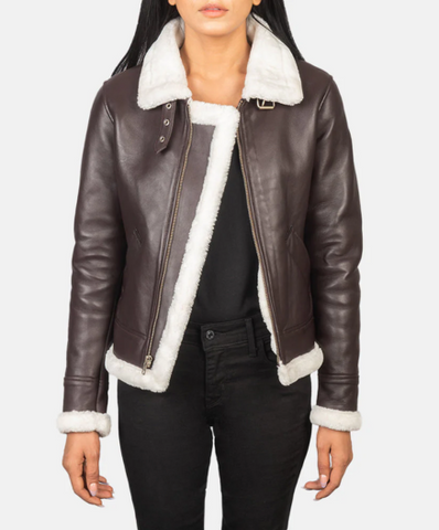 Sherilyn B-3 Maroon Leather Bomber Jacket