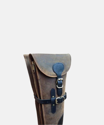 Distressed Brown Double Leather Shotgun Slip, Gift for Hunters