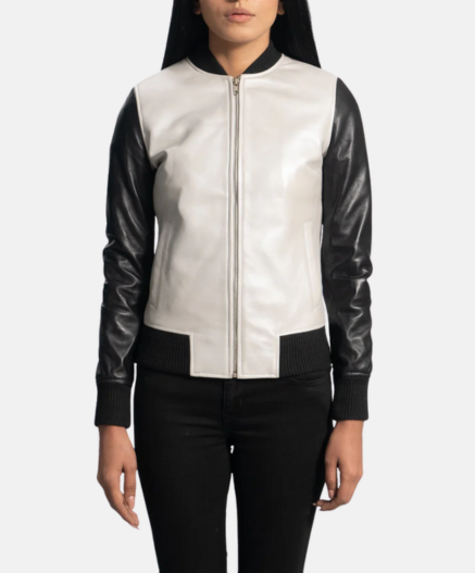 Cole Silver Leather Bomber Jacket