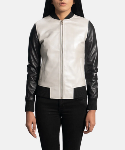 Cole Silver Leather Bomber Jacket
