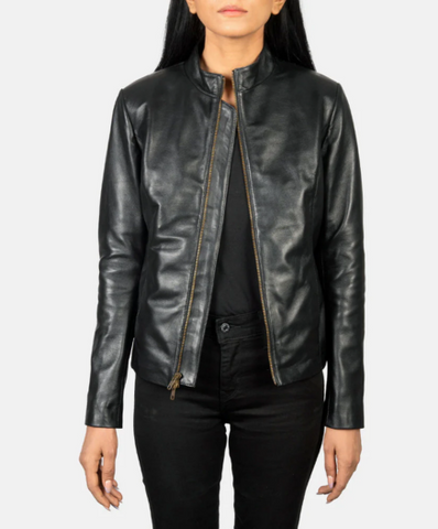 Rumella Black Leather Biker Jacket
