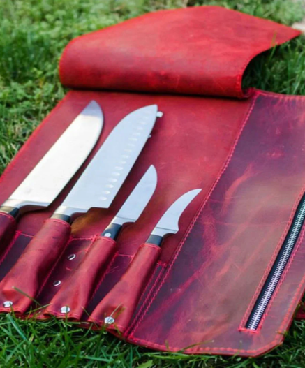 Kitchen Accessories Leather Chef Knife Roll
