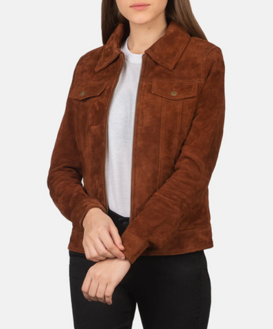 Suzy Brown Suede Trucker Jacket