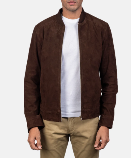 Blain Mocha Suede Bomber Jacket