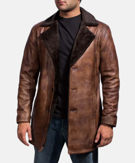 Cinnamon Distressed Leather Fur Coat