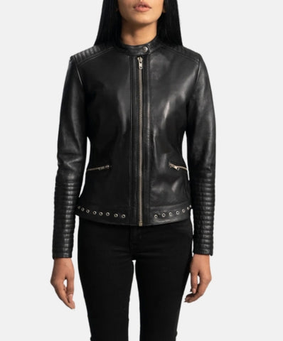 Haley Ray Black Leather Biker Jacket