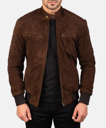 Sven Mocha Suede Bomber Jacket