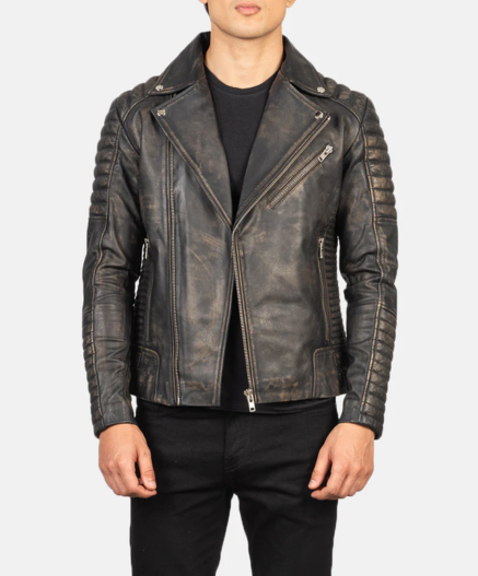 Armand Distressed Brown Leather Biker Jacket