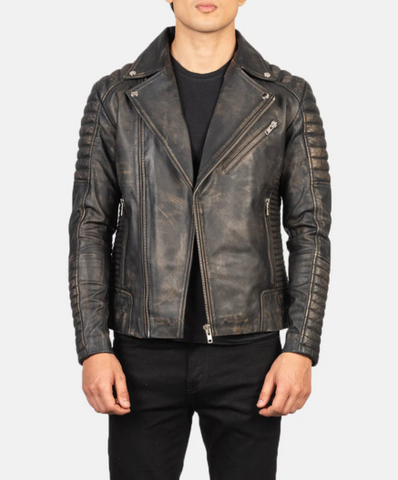 Armand Distressed Brown Leather Biker Jacket