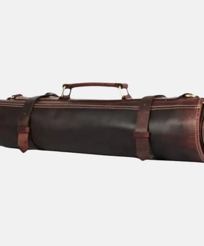 Leather Chef Knife Roll Walnut Brown 10 Slots