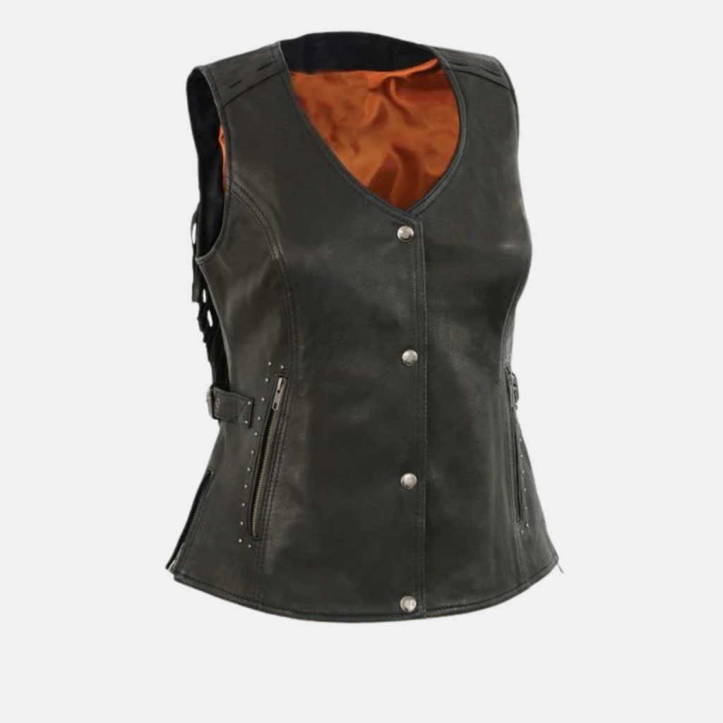 Womenâs Black Snap Front Vest