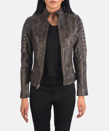 Adalyn Quilted Mocha Suede Biker Jacket