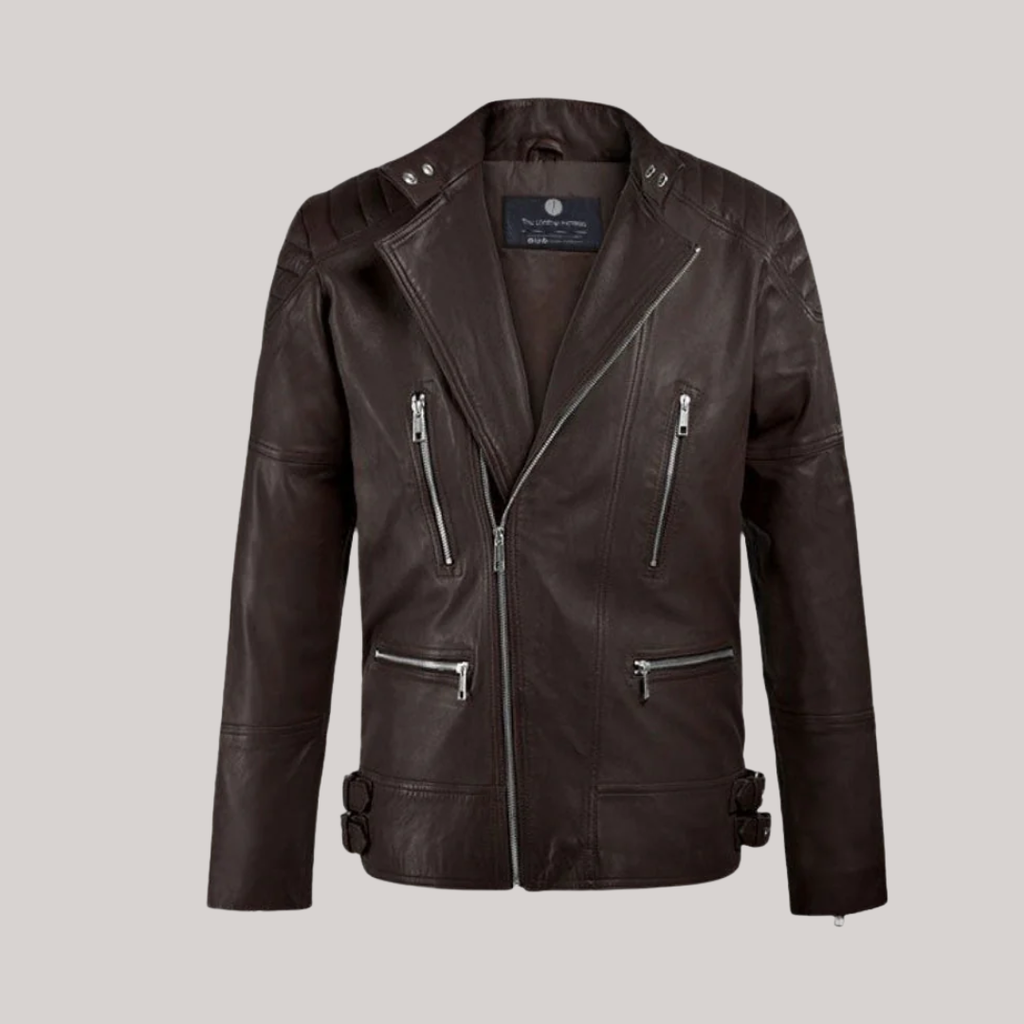 Shotgun Dark Brown Moto Leather Jacket