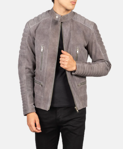 Damian Grey Suede Biker Jacket