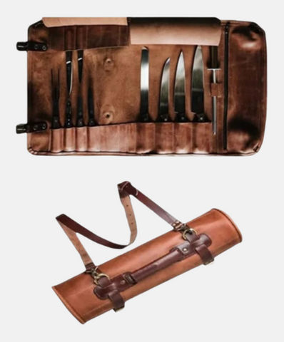 Waxed Canvas and Leather Chef Knife Roll