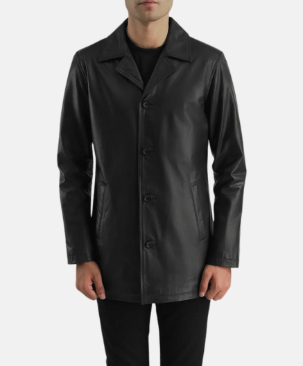 Urban Slate Black Leather Coat