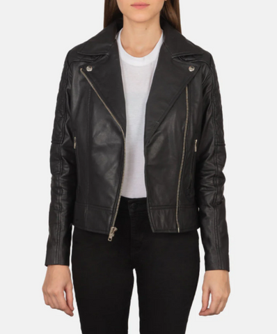 Carolyn Quilted Black Biker Jacket