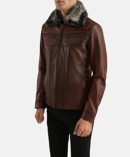 Evan Hart Fur Brown Leather Jacket