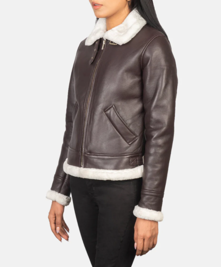 Sherilyn B-3 Maroon Leather Bomber Jacket