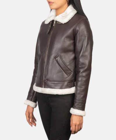 Sherilyn B-3 Maroon Leather Bomber Jacket