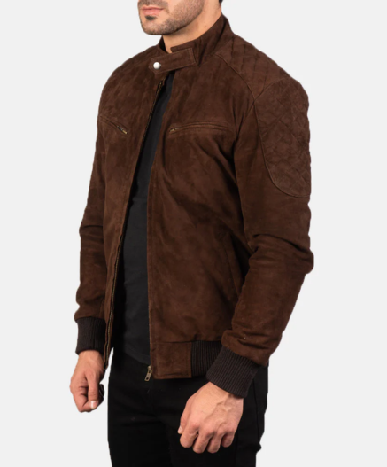 Sven Mocha Suede Bomber Jacket