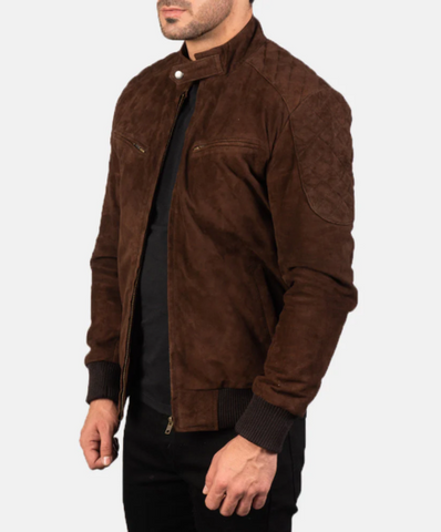 Sven Mocha Suede Bomber Jacket