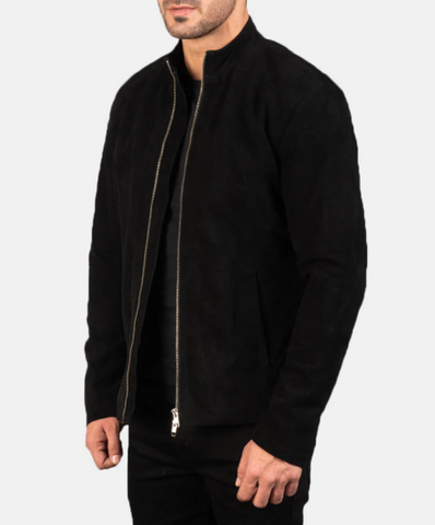 Charcoal Mocha Suede Biker Jacket