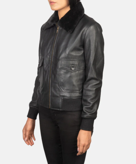 Stella G-1 Black Leather Bomber Jacket