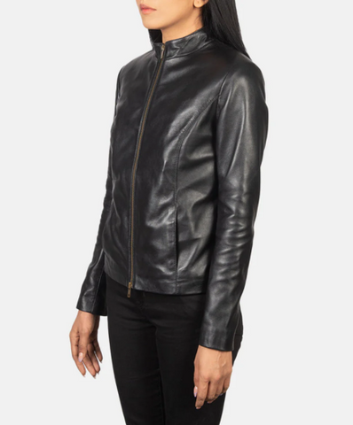 Rumella Black Leather Biker Jacket
