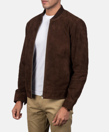 Blain Mocha Suede Bomber Jacket