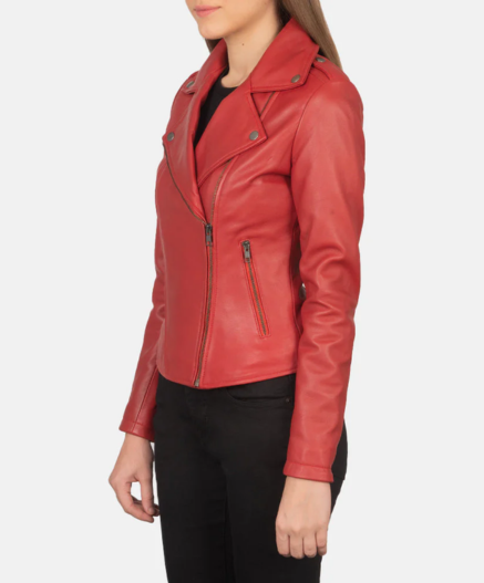 Flashback Red Leather Biker Jacket