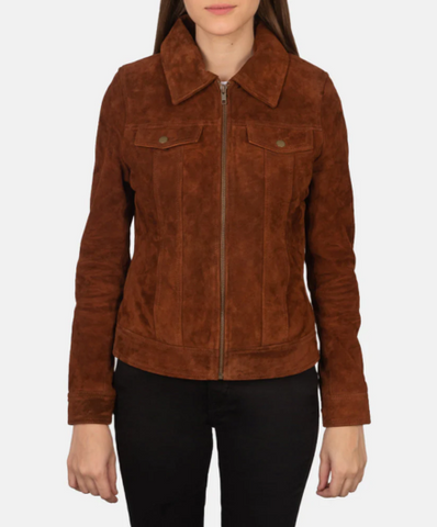 Suzy Brown Suede Trucker Jacket
