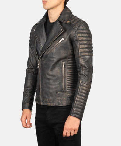 Armand Distressed Brown Leather Biker Jacket