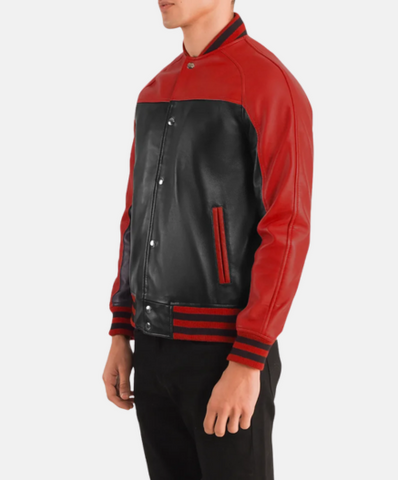 Terrance Black & Red Leather Varsity Jacket